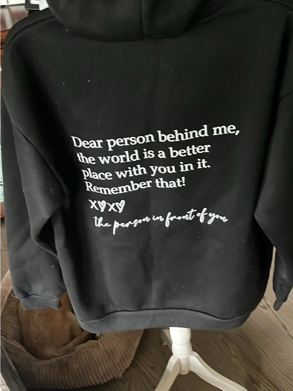 Men's Black Pullover Hoodie with Drawstring Hood
